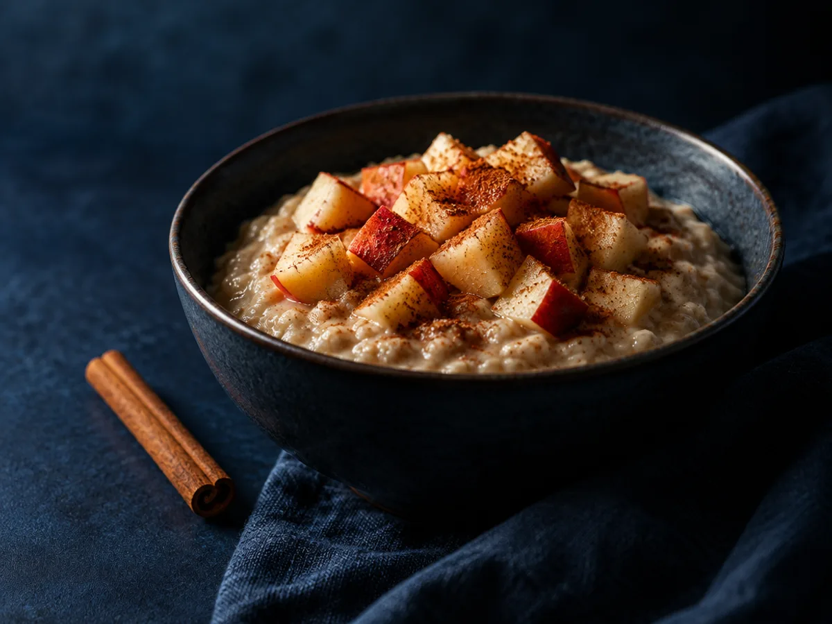 Apfel-Zimt-Porridge, angerichtet und fotografiert