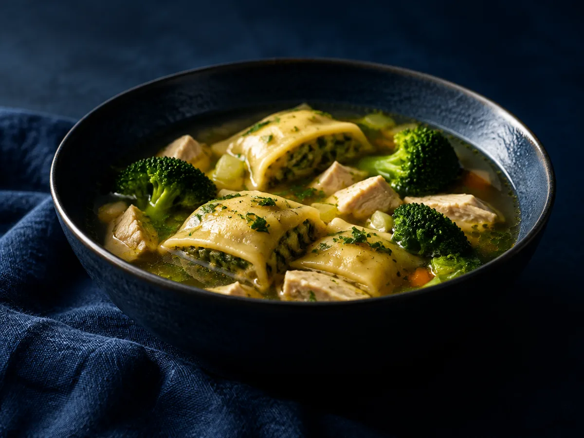 Gemüse-Maultaschen, angerichtet und fotografiert