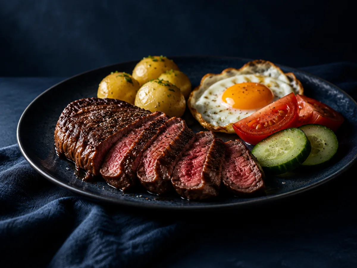 Rumpsteak, angerichtet und fotografiert