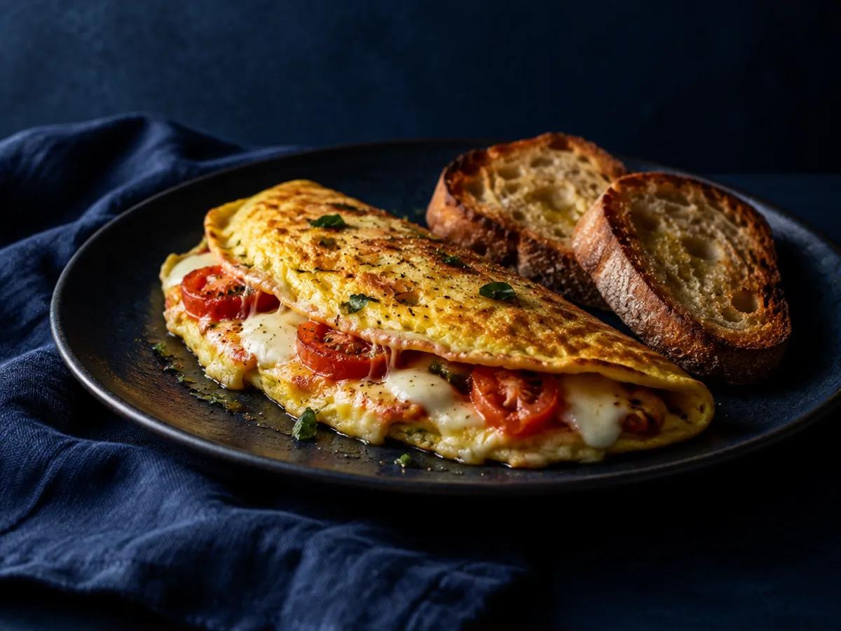 Toastie-Omelett, angerichtet und fotografiert